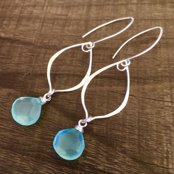 Aqua Sparkle Earrings | Aqua Blue Chalcedony | Sterling Silver Drop Earrings