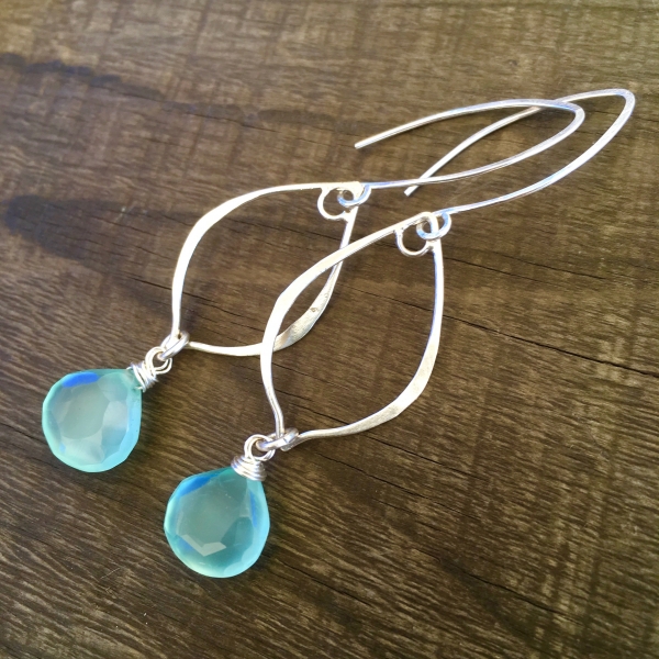 Aqua Sparkle Earrings | Aqua Blue Chalcedony | Sterling Silver Drop Earrings