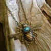Queen Bee Necklace | Blue Labradorite & Vintage Brass Queen Bee Necklace