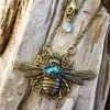 Queen Bee Necklace | Blue Labradorite & Vintage Brass Queen Bee Necklace
