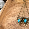 True Wisdom Earrings | Turquoise & Faceted Pyrite | Brass Triangle Drop Earrings