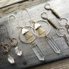 ng Earrings | Quartz Crystal | Brass Triangle Hoop Drop Earrings