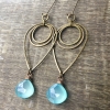 Drop of Rain Earrings | Aqua Blue Chalcedony & Brass Geometric Jewelry