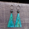 Mountain Alchemy Earrings | Faceted Pyrite | Brass Patina Triangle Drop Earrings