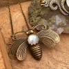 Bee Mystic Necklace | Rainbow Moonstone | Antiqued Art Deco Bee Necklace