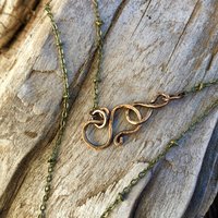 Winged Heart Necklace | Blue Labradorite & Vintage Brass Winged Heart Necklace