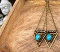 True Wisdom Earrings | Turquoise & Faceted Pyrite | Brass Triangle Drop Earrings