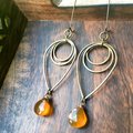 Liquid Sunshine Earrings | Amber Yellow Chalcedony & Brass Geometric Jewelry