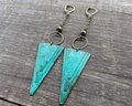 Earth Arrow Earrings | Pyrite & Patina Triangle Earrings