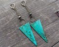 Earth Arrow Earrings | Pyrite & Patina Triangle Earrings