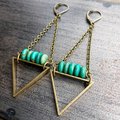 EarthLines Earrings | Kingman Turquoise & Brass Triangle Drop Earrings