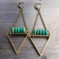 EarthLines Earrings | Kingman Turquoise & Brass Triangle Drop Earrings
