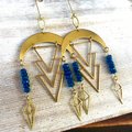 Blue Star Rain Earrings | Neon Blue Apatite | Brass Geometrical RainDrop Earring