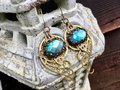 Spiral Galaxy Earrings | Blue Labradorite & Brass Spiral Geometric Jewelry