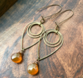 Liquid Sunshine Earrings | Amber Yellow Chalcedony & Brass Geometric Jewelry