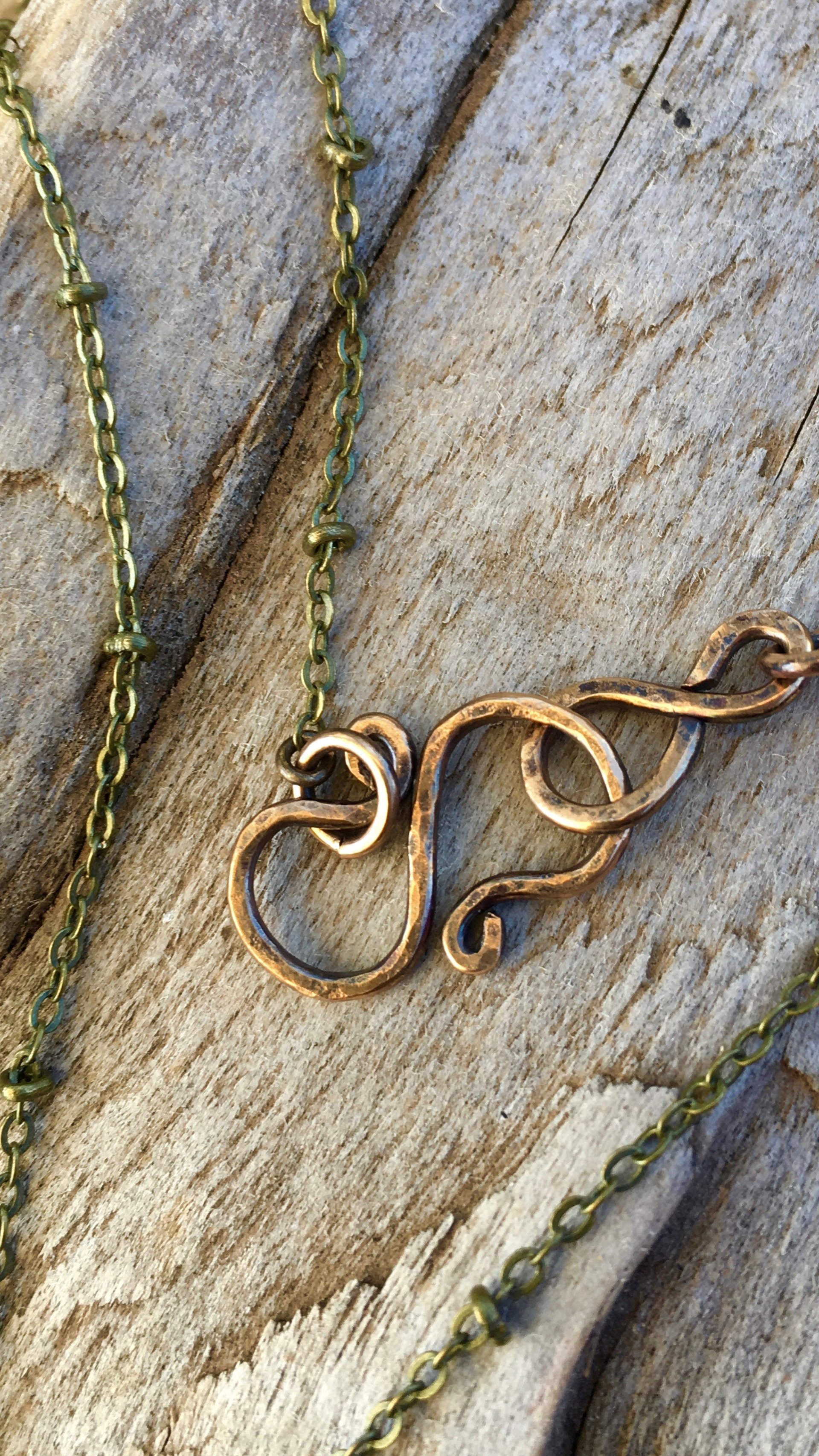 Winged Heart Necklace | Blue Labradorite & Vintage Brass Winged Heart Necklace
